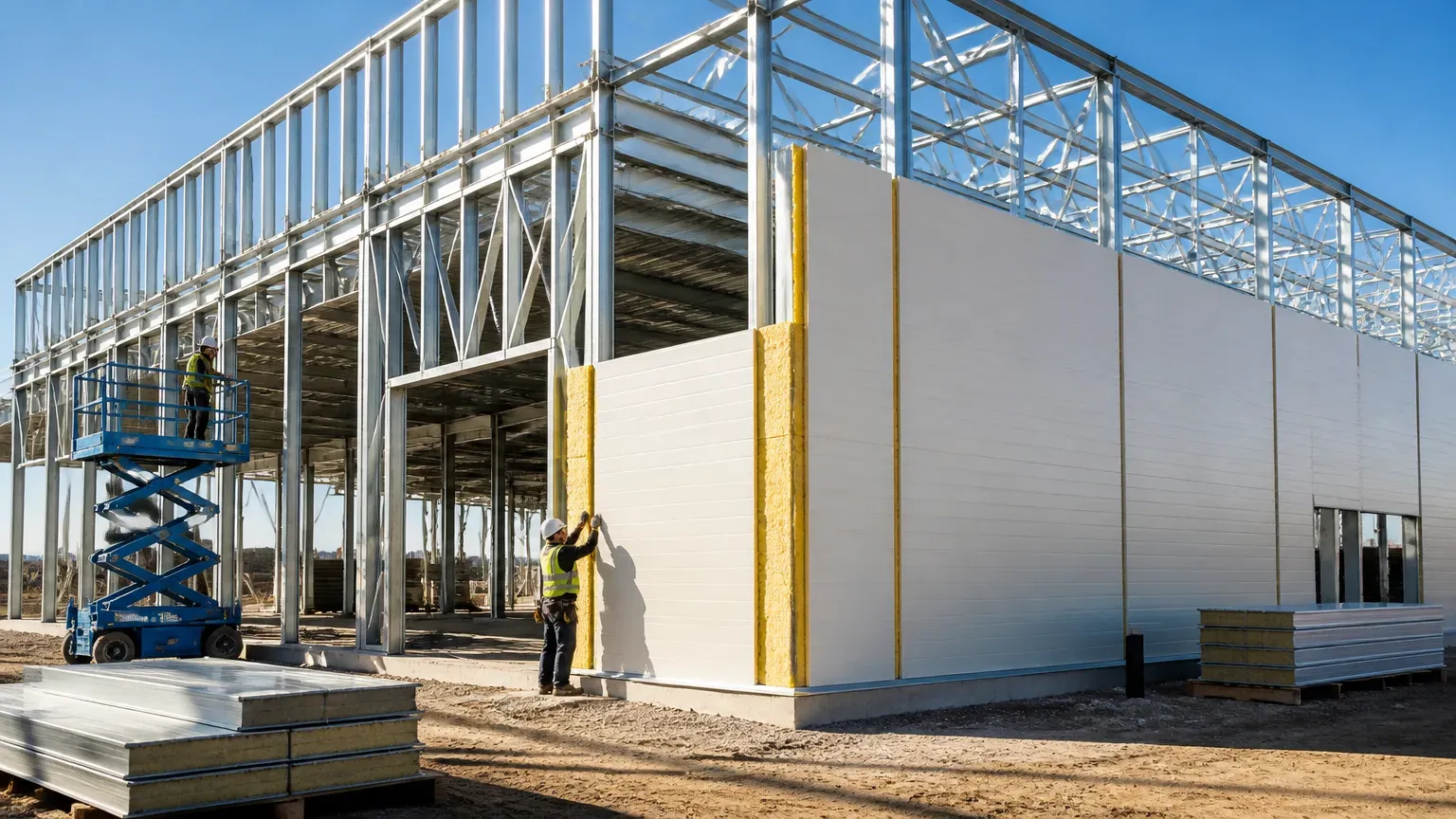 Obras estruturais em steel frame para empreendimento comercial desenvolvido sob medida em built to suit.