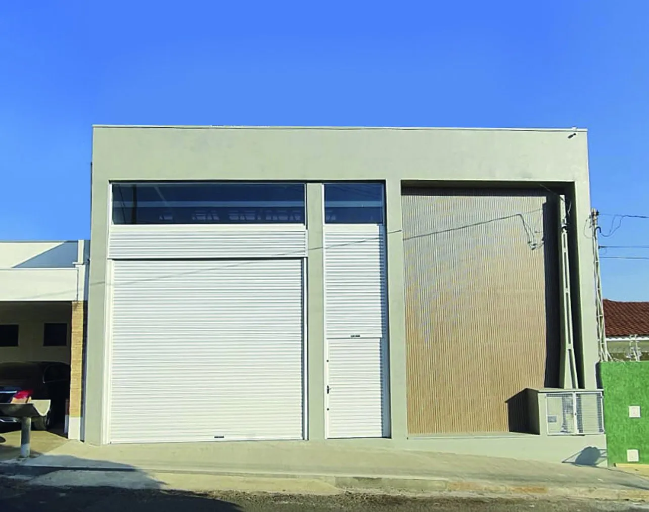 Fachada do Galpão S.U. construído em Light Steel Frame